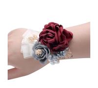 2pcs Wedding Supplies Bridesmaid Wrist Flowers Wedding Home Decorative Flowers Bridal Artificial Flowers(Color-A1)