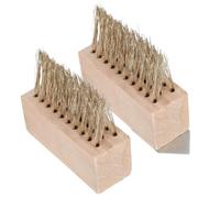 2pcs Weeding Brush Wooden Long Handle Steel Wire Yard Supply