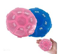 2PCS Weekly Pill Box Organiser - 7 Day Travel Pill Box 2 Times a Day Blue & Pink Medicine Storage Box with 7 Compartments