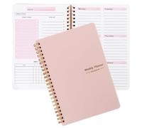 2Pcs Weekly Planner Notebook, 52 Weeks A5 Weekly Plan Notebook, Undated to Do List Diary, Planning for Daily Life Work Students (Pink)