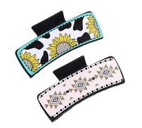 2Pcs Western Hair Clips for Women, Western Leather Hair Claw Clips, Large Cowhide Pattern Claw Clips, Square Claw Clips for Hairstyling Southwest, Hairgrips Hair Accessories for Girls