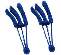 2Pcs Wet Dry Venetian Window Blind Cleaner Microfiber Brush 3 Pronged Washable Duster (Blue)