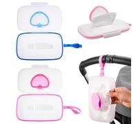 2PCS Wet Wipes Dispenser Box, Waterproof Refillable Plastic Baby Wipes Dispenser with Sealing Lids, Portable Container Box with Handle for Travel, Toilet, Wet