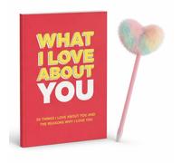 2Pcs What I Love About You Book Set, Fill in Blank Journal Heart Pen Gift | Confession 30 Things I Love About You, The Reasons Anniversary Valentines Day Gift Boyfriend Girlfriend Spouse