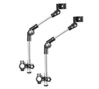 2pcs Wheelchair Handlebar Umbrella Holder Clamp, Adjustable Black | Stainless Steel and ABS Build, Tube Mounted Bracket, Foldable Tilt Design for Daily Outings Outdoors