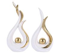 2PCS White and Gold Abstract Ceramic Sculptures - Modern Home Decor Accents and Centerpieces for Coffee Table, Shelf, Dining Room, Kitchen, Tv Stand, Entryway Or Desktop Display