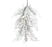 2Pcs White Artificial Christmas Teardrop Swag 22 Inch Snow Upside Down Christmas Swags for Xmas Trees with Berry for Holiday Winter Wall Front Door Mantle Fireplace Indoor Outdoor Home Decoratons