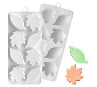 2Pcs White Autumn Thanksgiving Maple Leaf Silicone Mold, Fall Leaf Molds Silicone for The Party, Holiday Themed Items Suitable for Making Chocolate Soap Candles & Soft Candy