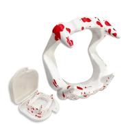 2Pcs White Bloodstains Fake Vampire Teeth Fangs, Halloween Vampire Plastic Teeth Decoration Costume Props Dress Up Accessories for Cosplay Halloween Party