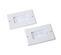 2pcs White Brush Double Twin 2 Gang Wall Outlet, Cable Entry Plate Tidy Mount Face Plate, Wall Plate Cable Installation Tidy Cable Pass Through Insert for Wires and Cable