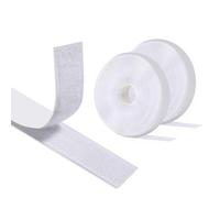2Pcs White Double Sided Self Adhesive 5M X 20mm, Hook Loop Strong Hook And Loop Tape For Sewing, Curtains And Diy No Drilling