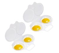 2Pcs White Egg Poacher, 2 Cavity Nonstick Poached Egg Maker With Lid, Double Drain Poached Egg Cups, Egg Poacher Microwave Egg Cooker, Kitchen Cooking Gadgets（13 * 5cm）