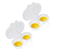 2Pcs White Egg Poacher, 2 Cavity Nonstick Poached Egg Maker With Lid, Double Drain Poached Egg Cups, Egg Poacher Microwave Egg Cooker, Kitchen Cooking Gadgets（13 * 5cm）