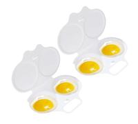2Pcs White Egg Poacher, Microwave Egg Boiler Poacher, 2 Cavity Nonstick Poached Egg Maker With Lid, Egg Poacher Microwave Egg Cooker, Double Drain Poached Egg Cups Cookware（13 * 5cm）