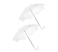 2pcs White Embroidery Lace Umbrellas Bridal Wedding Photo Props | Stage Performance Prop, Ergonomic Handle, Steel and Plastic Build, Elegant Classic Romantic Styling