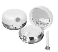 2Pcs White Empty Plastic Lip Balm Jars Container Portable Lips Mask Holder with Lip Brush and Mirror for Refillable Lipstick Pot Travel Home Containers