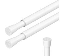 2Pcs White Extendable Curtain Poles Tension Rods for Curtains 50-69cm Spring-Loaded No-Drilling Curtain Poles for Small Windows Cupboard Clothes Hanging Adjustable Net Curtain Rod