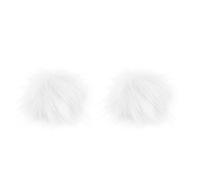 2Pcs White Faux Plush Pom Pom Balls with Press Button, 8-9Cm Hat and Bag Accessories, Decorative Artificial Charms for ’ Clothing and Shoe Embellishment