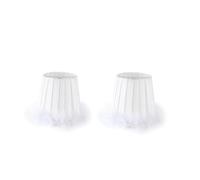 2Pcs White Feather Light Shade, Small Lamp Shade with Feather Trim European Style Clip On Barrel White for Table Lamp, 85x120x110mm
