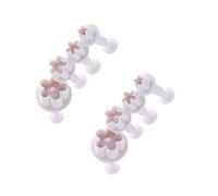 2Pcs White Flower Plunger Cookie Cutter DIY Blossom Flower Cake Fondant Mold Plastic Cake Decorating Tools Baking Accessories Cookie Cutters for Baking Plastic, Dessert and Candy Sculpting Tools