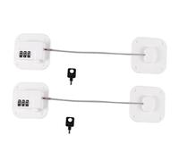 2pcs White Fridge Safety Lock with Password System No Drilling | High Strength Lock Core, Plastic and Metal Build, Square Design for Cabinet Drawer Security