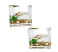 2Pcs White Goldfish Charm of A Mini Tank with This 1:12 Scale Miniature Accessory Square Fish Tank Realistic Glass Decor for Dollhouse Display Captivating Miniature