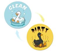 2pcs White Goose Dishwasher Clean Dirty Flip Magnet Sign, Funny Double Sided Reversible Magnetic Clean/Dirty Indicator for Refrigerator Laundry Room Home Decor Housewarming Gift