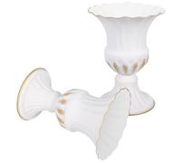 2pcs White Iron Cemetery Flower Vase with Stable Base for Graves