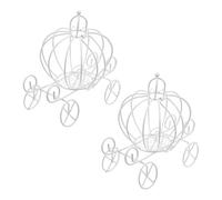 2pcs White Iron Wedding Candy Box Pumpkin Cart Style Favor Box | Creative Decorative Look, Party Favour Display for Birthdays and Weddings, Gift Wrapping Supply