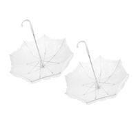 2pcs White Lace Parasol Umbrella Props for Wedding Photography | Steel and Plastic Parts, Elegant Classic Romantic Finish, Scene Prop for Stage Performance