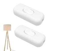 2PCS White Light Double Pole Inline Switch 250V 6Amp for 2 or 3 Core Round or Flat Wire - Home, School, Office Desk Lamp/Light/Bulb
