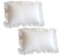 2Pcs White Pillow Shams 19x29 Inch - Ruffled Edge Soft Comfortable Polyester Pillow Cases for Home, Hotel, Dorm, Decorative Bedding, Easy Wash Covers