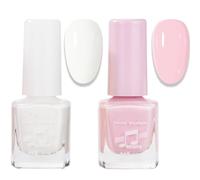 2PCS White Pink Nail Polish Set, French Manicure Nail Varnish, Quick Dry Long Lasting Matte Natural Nail Polish Set, Non-toxic No UV Needed for Women DIY Nail Art at Home