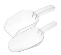 2Pcs White Plastic Ice Scoop Wear Resistant Portable for Grains | Easy to clean, for bins and serving use, square mouth design, suited to flour cereal and dried fruit