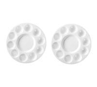 2Pcs White Plastic Palette Portable Nail Palette Round Paint Mixing Tray with 11 Holes for Gouache, Watercolor, Acrylic Toning
