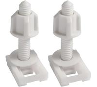 2Pcs White Plastic Toilet Seat Screws and Nuts with Washers, Hinge Bolts Replacement Parts for Mounting Toilet Seats and Lids