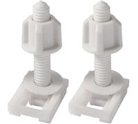 2Pcs White Plastic Toilet Seat Screws and Nuts with Washers, Hinge Bolts Screws Hinges Replacement Parts for Mounting Toilet Lid