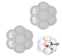2Pcs White Porcelain Watercolor Palette - Washable Ceramic Paint Tray with Non-Stick Surface, Professional Artist-Grade Mixing Palette for Studio and Outdoor Painting
