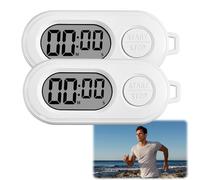 2pcs White Professional Keychain Stopwatch with Large LCD Display,Mini Digital Sports Stop Timer for Coaching,Cooking,Running,Fitness Training,Portable Countdown Timer with Clip for Key,Backpack