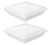 2pcs White PVC Square Pyramid Fence Post Cap for 4x4 Inch Posts