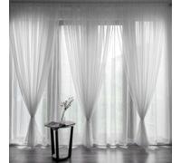 2Pcs White Sheer Curtains 270Cm Long 20Cm,gauzy Airy Light Filtering Curtain, Voile Home Decor Drapes With Dual Rod Pocket