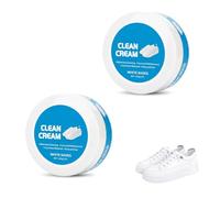 2Pcs White Shoe Cleaner Cream, Multipurpose Cleaning Cream with Sponge Eraser Multifunctional Stain Removal Cream No Need To Wash White Shoe Cleaner for Canvas Trainers Sneaker Leather, 160g (2Pcs)