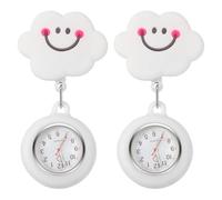 2pcs White Silicone Cloud Hanging Nurse Watch with Retractable Cord