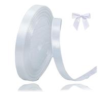 2Pcs White Stain Ribbons -10mmx 22M Thick Fabric Gift Wrap Ribbons for Crafting, Wedding & Valentine's Day Decoration