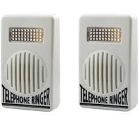 2Pcs White Telephone Ringer Amplifier Bell Extra-Loud Telephone/Phone Ringer,Landline Phones,Use Safety Small in Size and Light in Weight Telephones and Accessories