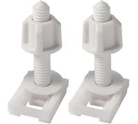 2Pcs White Universal Plastic Toilet Seat Screws and Nuts with Rubber Washers, Hinge Bolts Screws Hinges Replacement Parts Bathroom Fixtures