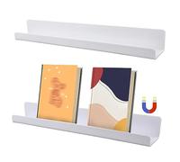 2pcs Whiteboard Magnetic Bookshelf, Magnetic Book Holder Whiteboard Floating Book Shelf Book Rack for Whiteboard Classroom Office (White)