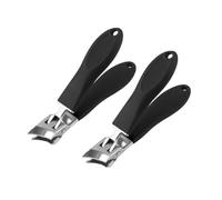 2Pcs Wide Jaw Opening Anti-Splash Slanted Nail Clipper, Slant Curved Blade Nail Clipper, Curved Nail Clippers for Men, Anti-Splash Fingernail and Toenail Clippers for Men Women Seniors (Black)