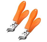 2pcs Wide Jaw Opening Anti-Splash Slanted Nail Clipper, Wide Jaw Anti-Splash Nail Clipper, Premium Stainless Steel Clippers with Long Handle, for Precision Cutting, for Thick Nails (Orange,2pcs)