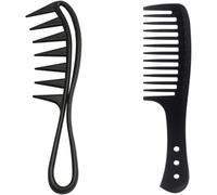 2Pcs Wide-Tooth Comb, Curl-Comb for Long Curly Wet Wavy Hair, Anti-Static, Smooth-Grip, Shark-Tooth Combs & Coarse-Combs, Perfect for Detangling Curls
